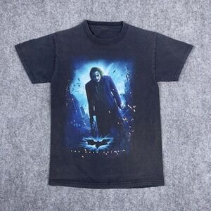 The Dark Knight Joker Movie T-Shirt Small Black Heath Ledger Batman Promo Tee